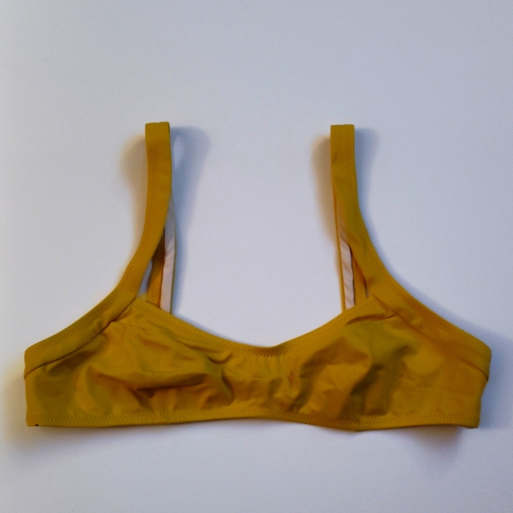 Solid & Stripped M Mustard Yellow Bikini Top